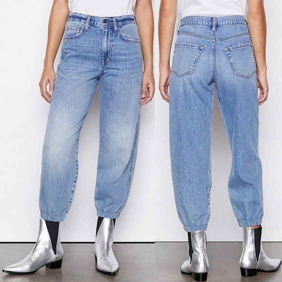 FRAME High Rise cropped the lounge Chill denim jogger blue Jeans size 29 - Picture 3 of 16